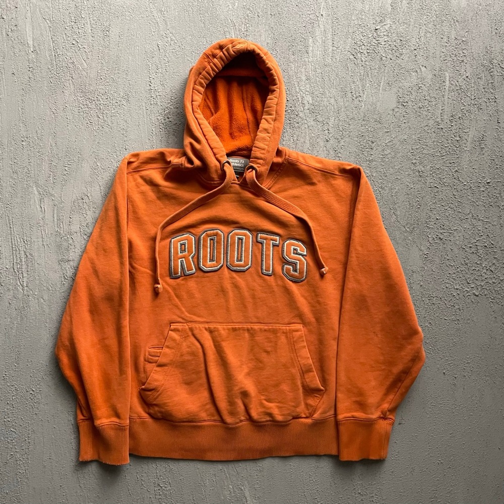 Vintage Roots Hoodie Men Medium Orange 2000s 73 Athletics